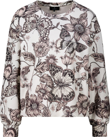 Sweatshirt mit Blumenmuster und Strass