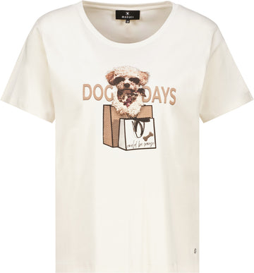T-Shirt mit Hundeprint und Strassdetails