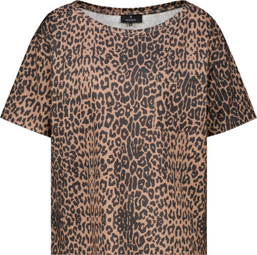 T-Shirt mit Leomuster aus Baumwoll-Modal-Mix