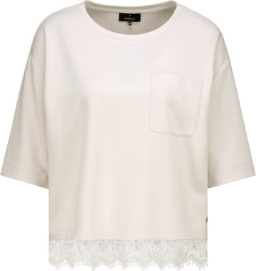 Viskose-Sweatshirt mit Spitzen-Detail
