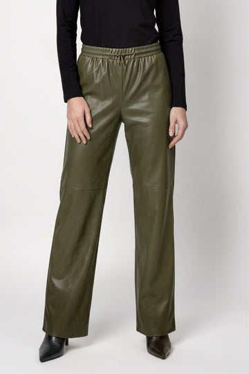 Wide Leg Hose in Lederoptik