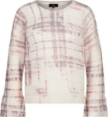 Woll-Strickpullover mit Lurex und Karomuster