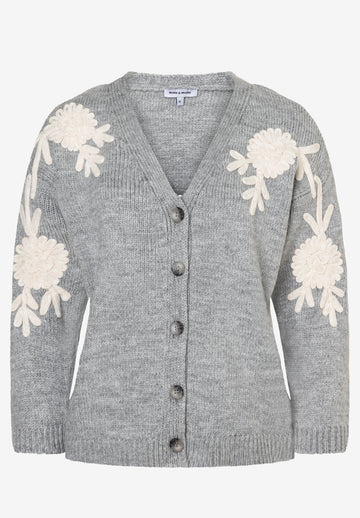 Strickjacke mit Blüten-Stick