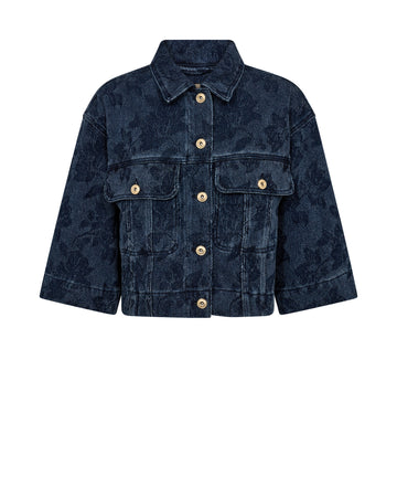 kurze Jeansjacke mit Blumen
