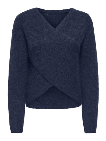 Langarm-Strickpullover mit V-Ausschnitt