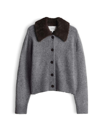 DOFUR Strickjacke mit Kunstfellkragen