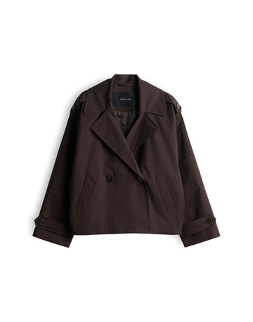 HAWENI Kurze Trenchjacke mit doppelreihiger Knopfleiste