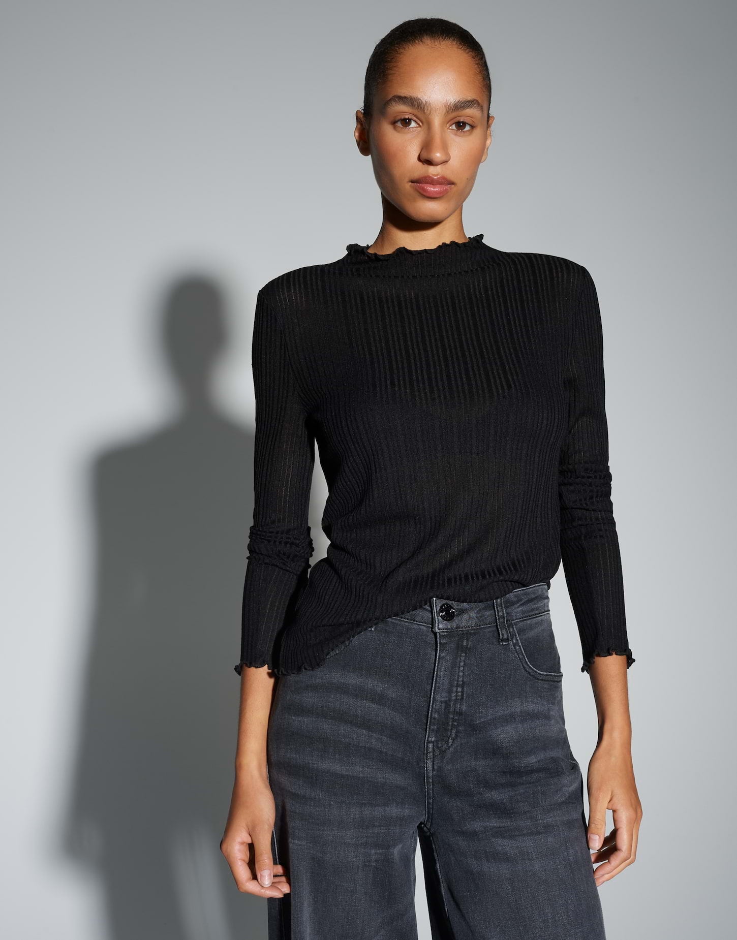 OPUS Langarmshirts  schwarz