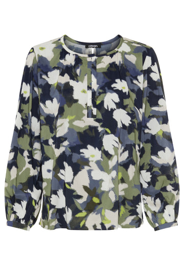 Bluse mit Allover-Dessin und Rundhalsausschnitt