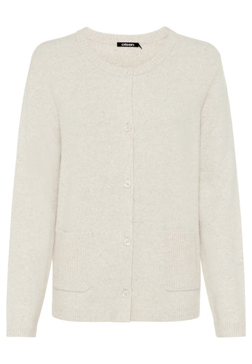 Cardigan mit Rundhalsausschnitt und aufgesetzten Taschen