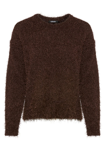 Pullover mit Federgarn-Effekt und Rundhalsausschnitt