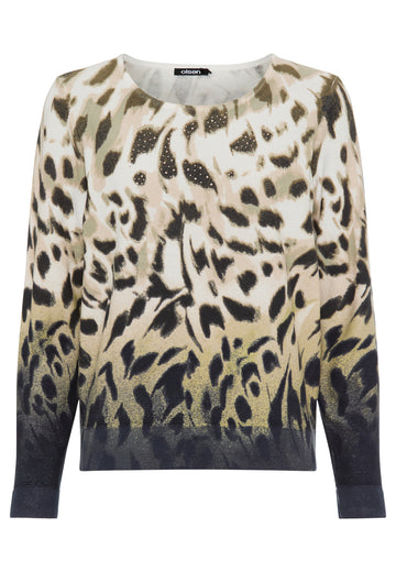 Strickpullover mit Panneaux-Print und Zierelementen