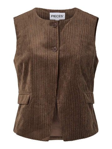 PCAUDRE Samt-Weste im Blazer-Stil