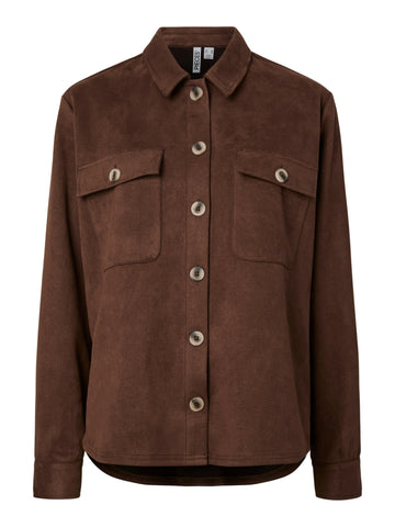 PCRAKEL BRUSHED SHACKET Hemdjacke mit Brusttaschen