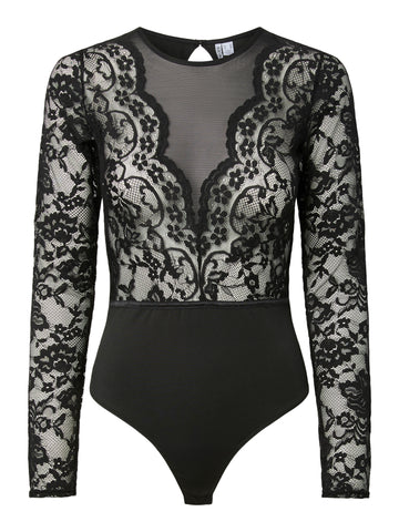 PCSARA Langarm-Body mit Spitzendetail