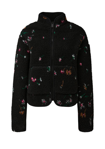 Flauschige Teddyjacke mit All-over-Print