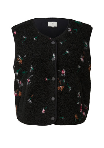 Flauschige Teddyweste mit All-over-Print