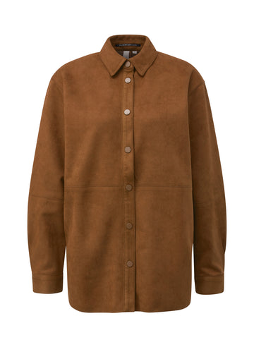 Langes Overshirt in Veloursleder-Optik
