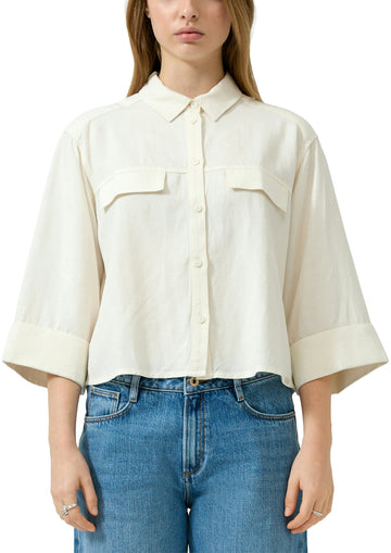 Leinenmix-Bluse im Oversize-Schnitt