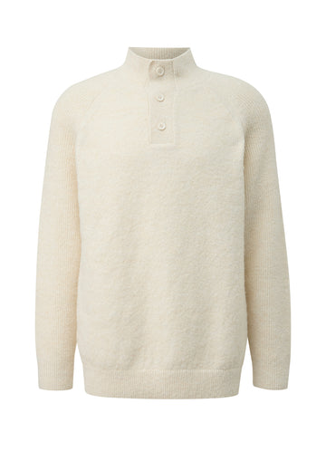 Pullover aus Bouclégarn mit Troyer-Kragen