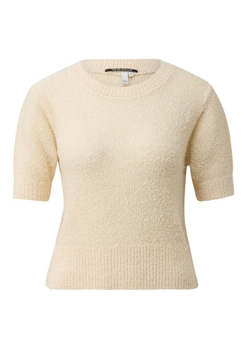 Q/S by s.Oliver Bouclé-Strickpullover mit Rundhalsausschnitt und Kurzarm