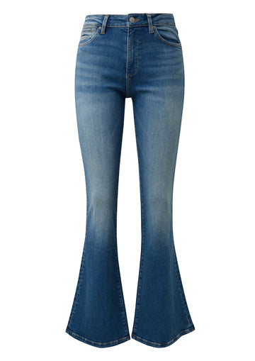 Q/S by s.Oliver Flared Leg Jeans mit High Rise und Used-Effekt