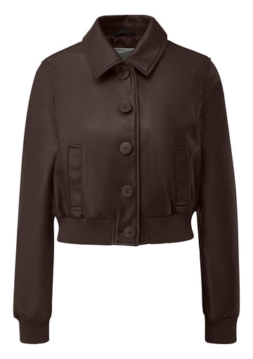 Q/S by s.Oliver Jacke in Leder-Optik mit Hemdkragen und Rippbündchen