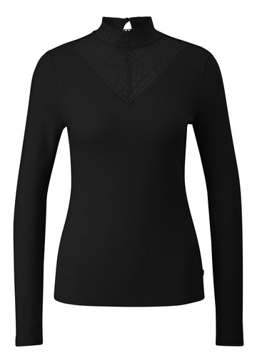 Rippshirt mit Spitzeneinsatz
