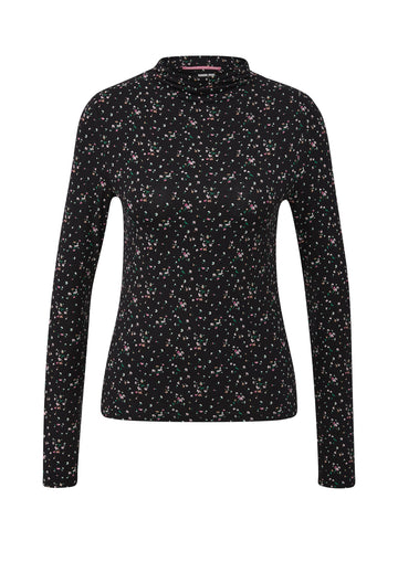 Schmales Viskose-Shirt mit Blumenprint