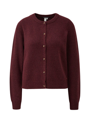 Strickjacke mit Melange-Effekt und Rundhalsausschnitt