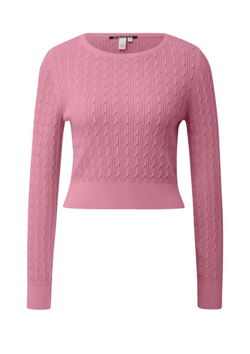 Verkürzter Pullover mit Zopfmuster