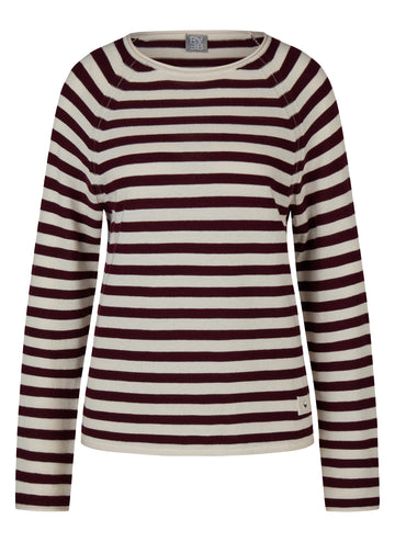 CAFE PARIS Strickpullover mit Streifen und Rundhalsausschnitt