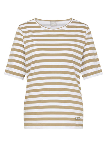 Tropic Glam Streifenshirt mit Logo-Detail