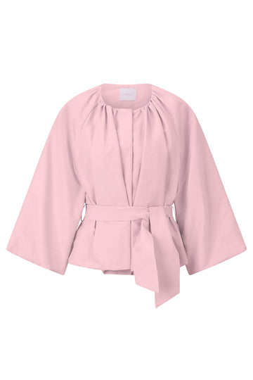 Bluse mit Ballonärmeln und Bindegürtel