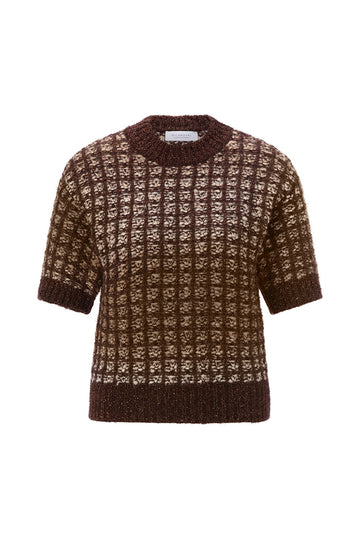 Boxy-Strickpullover mit Gitterstruktur und Metallic-Schimmer