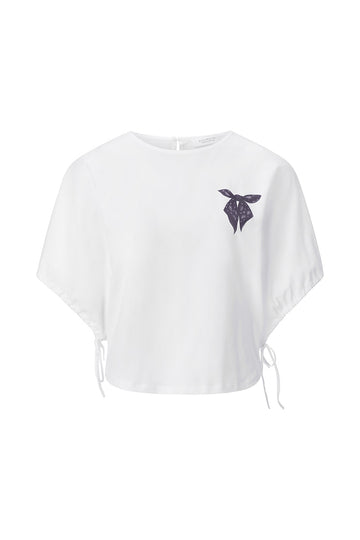 Cropped-Top aus Baumwolle mit Schleifen-Print