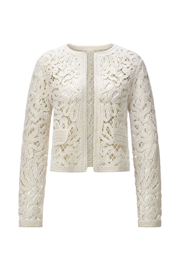 Häkelcardigan mit floraler Häkelstruktur