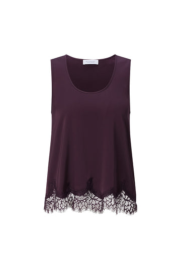 SATIN TOP MIT SPITZENDETAIL