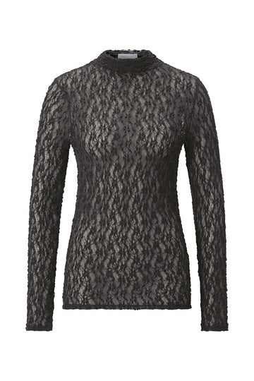 Slim-Fit Longsleeve aus Spitzenstoff