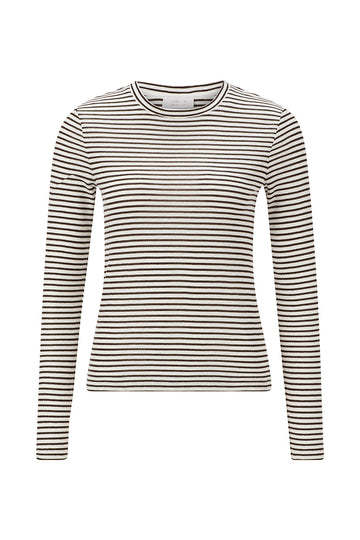 Slim-Fit Longsleeve mit Querstreifen und Metallic-Garn