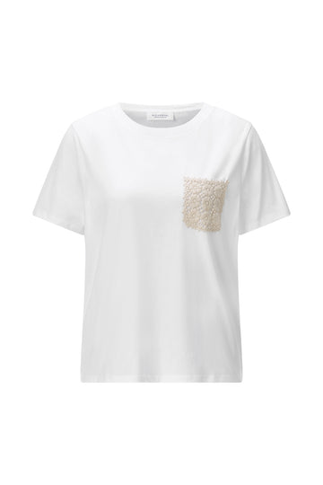 T-Shirt mit Häkelspitzen-Brusttasche