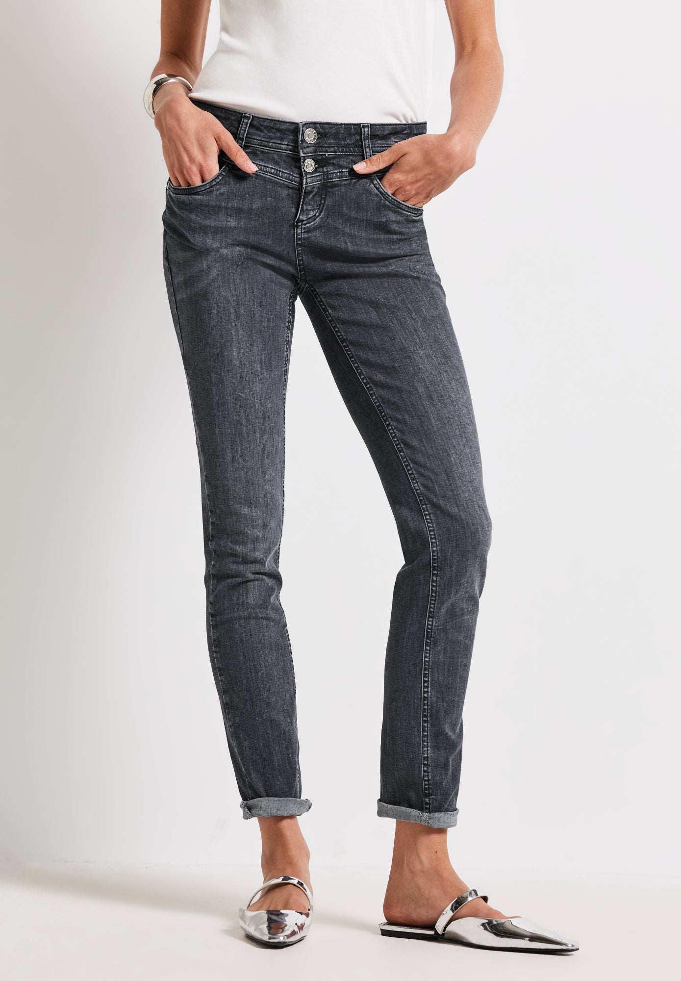 Street One Skinny, Slim  dunkelgrau