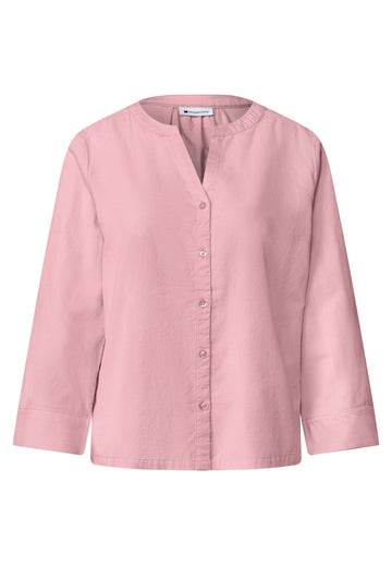 Cordbluse mit Split Neck und 3/4-Ärmeln