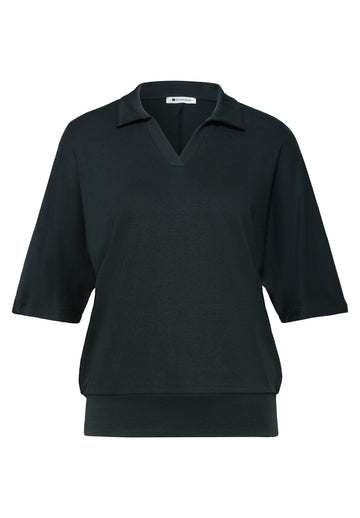 Dropped Shoulder Poloshirt mit Elastikbund