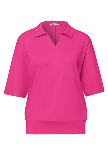 Dropped Shoulder Poloshirt mit Elastikbund