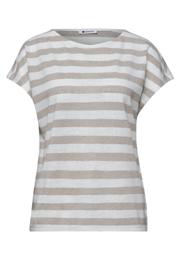Dropped Shoulder Shirt mit Streifen und Glitzer