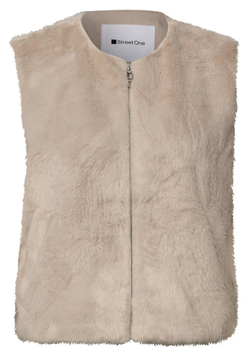 Fake-Fur Weste mit Zipper und Taschen