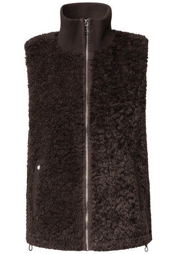 Fake Fur Weste mit Strickdetails