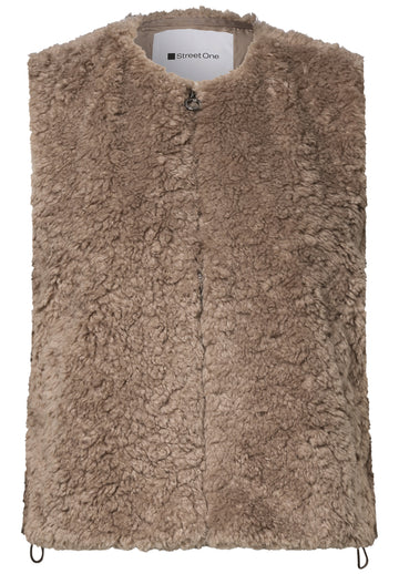 Fake Fur Weste mit Taschen