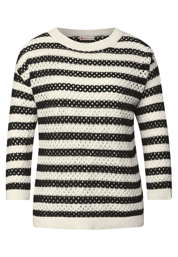 Gestreifter Mesh-Pullover